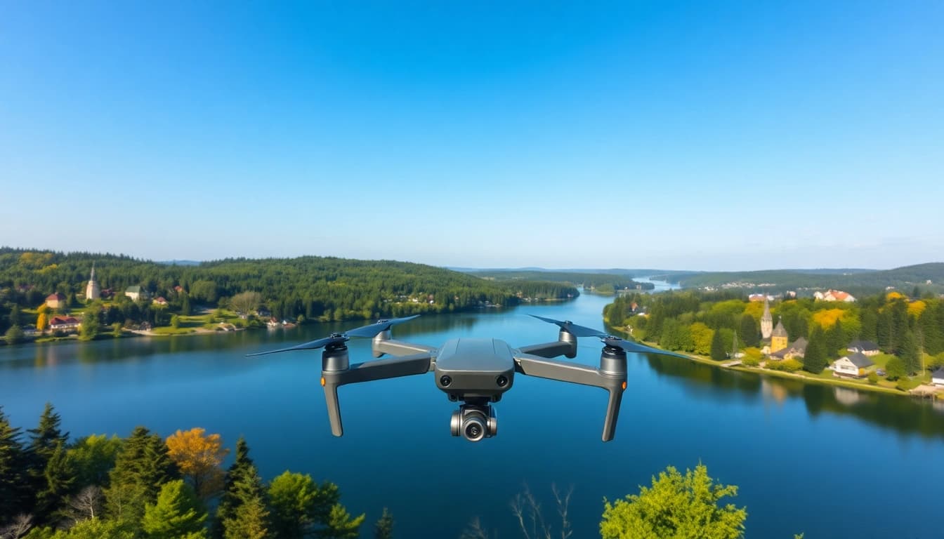 Drohnenfotos Brandenburg - Aerial view of peaceful landscapes featuring lakes and forests.