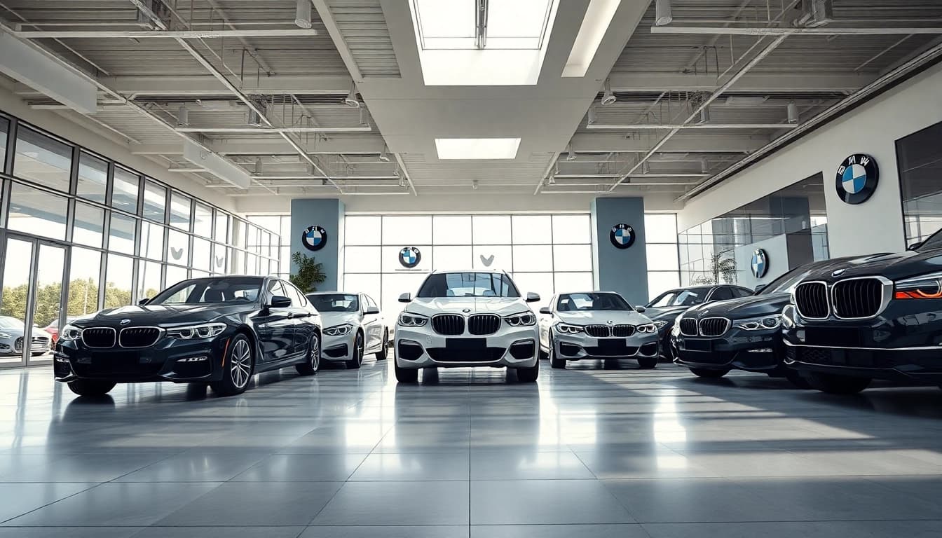 BMW kaufen im stilvollen Autohaus mit eleganten Modellen und hellem Licht.