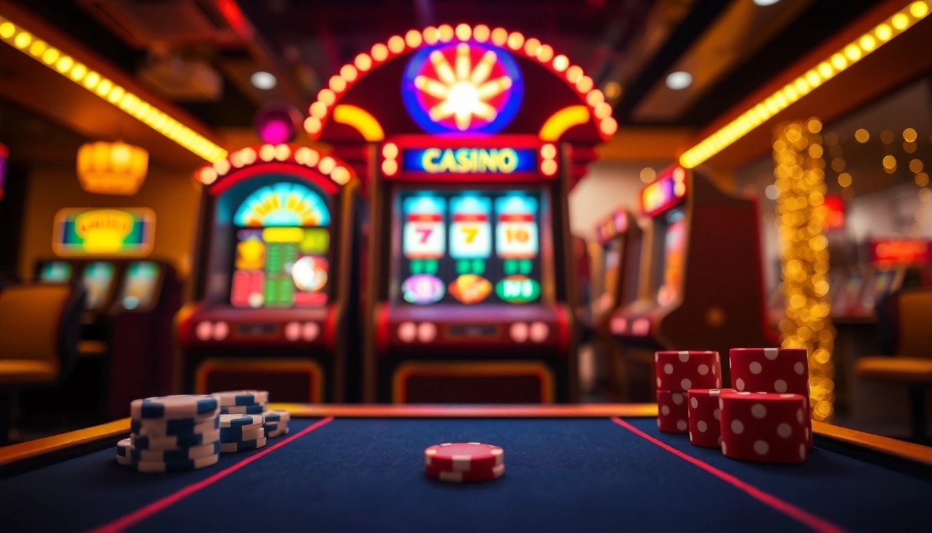 Spielen Sie im Casino Bonus mit aufregenden Spielautomaten in einem festlichen, goldenen Ambiente.