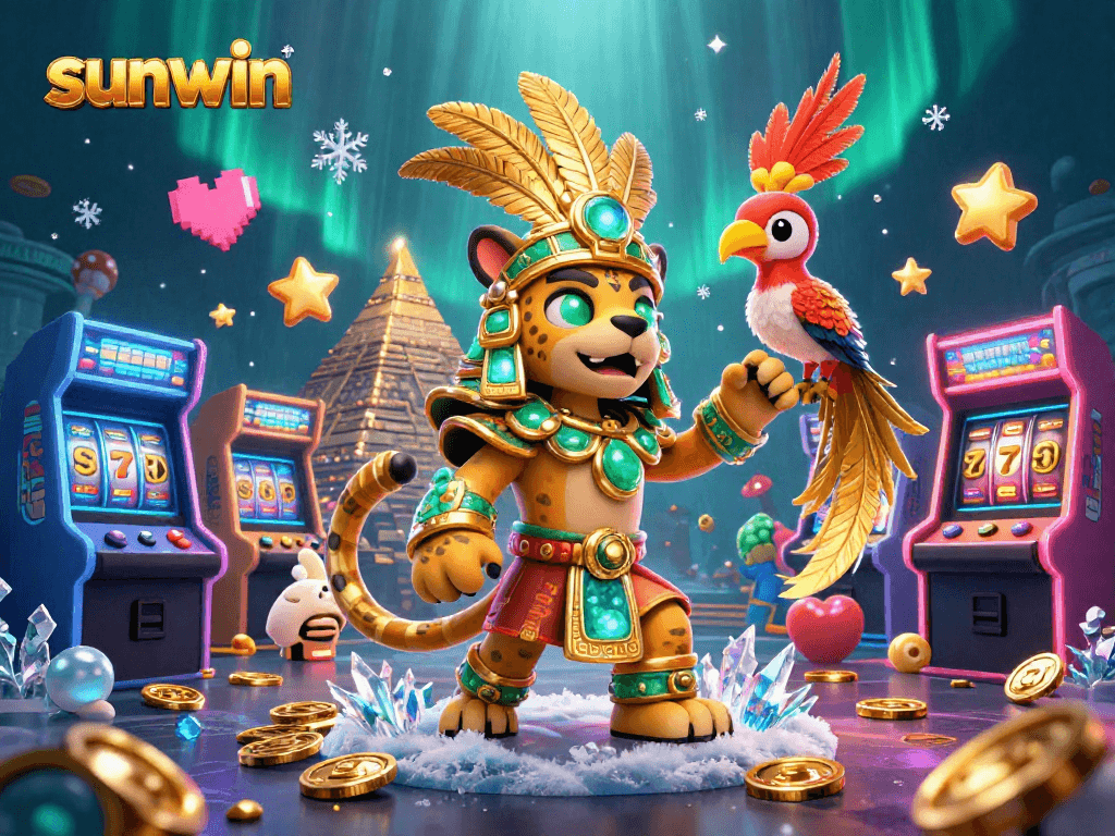 Experience sunwin's vibrant gaming with a Mayan priest and excitement of jackpot slots.