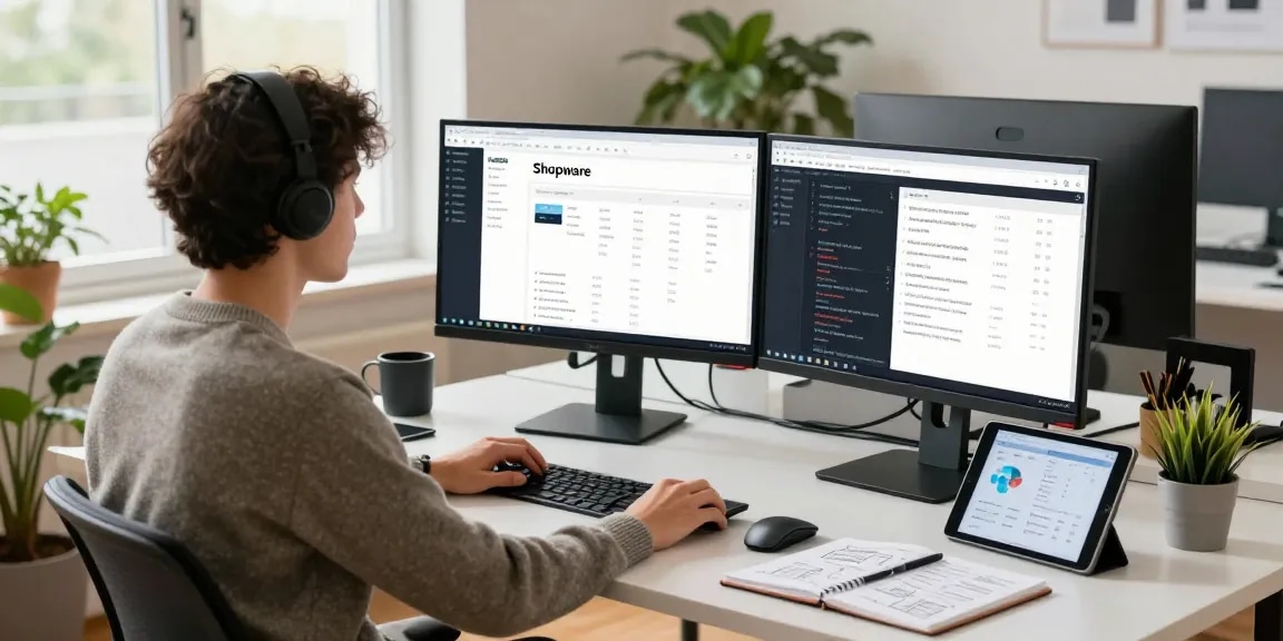 Shopware-Freelancer entwickelt E-Commerce-Lösungen in einem modernen Arbeitsplatz