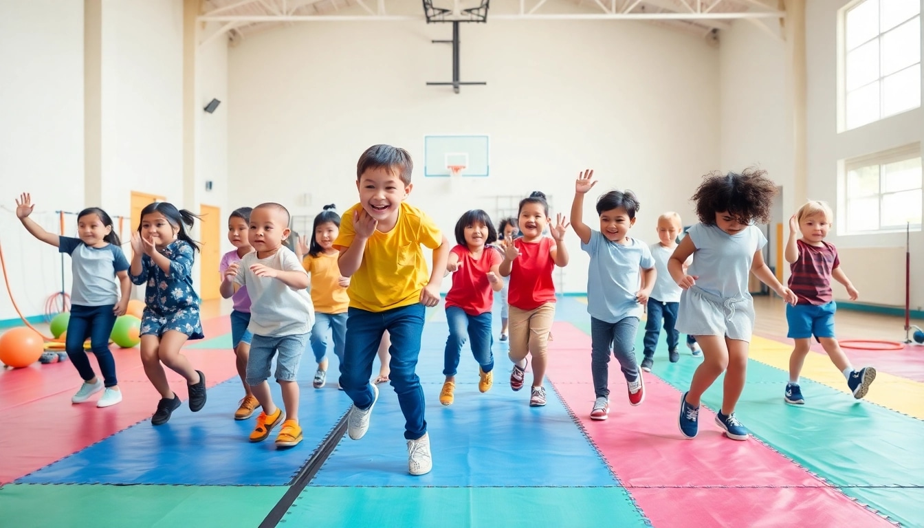 Bewegungsspiele mit Kindern in einer Turnhalle – hier mehr erfahren und die Freude entdecken.