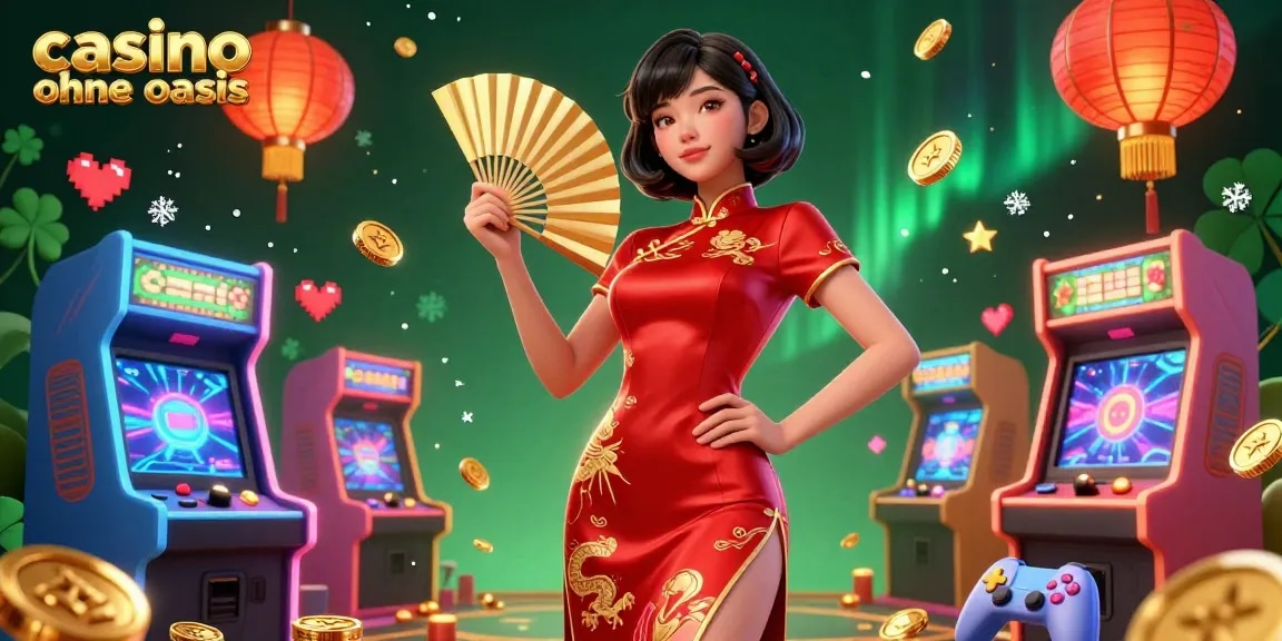 Experience the thrill at casino ohne oasis with vibrant games and floating gold coins.