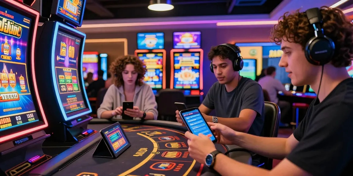Paysafe-Karten-Casino-Szene mit verschiedenen Spielern, die Spiele genießen und Paysafe für Transaktionen in einer lebhaften Online-Umgebung verwenden.