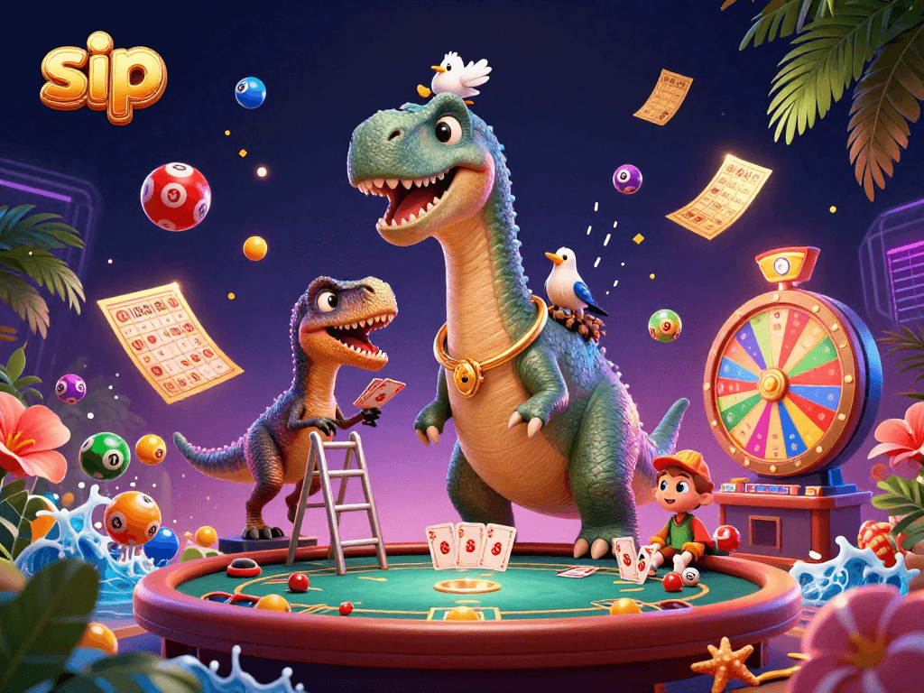 Stop by sip casino for thrilling games as a dinosaur pokes through the ceiling, adding to the excitement.
