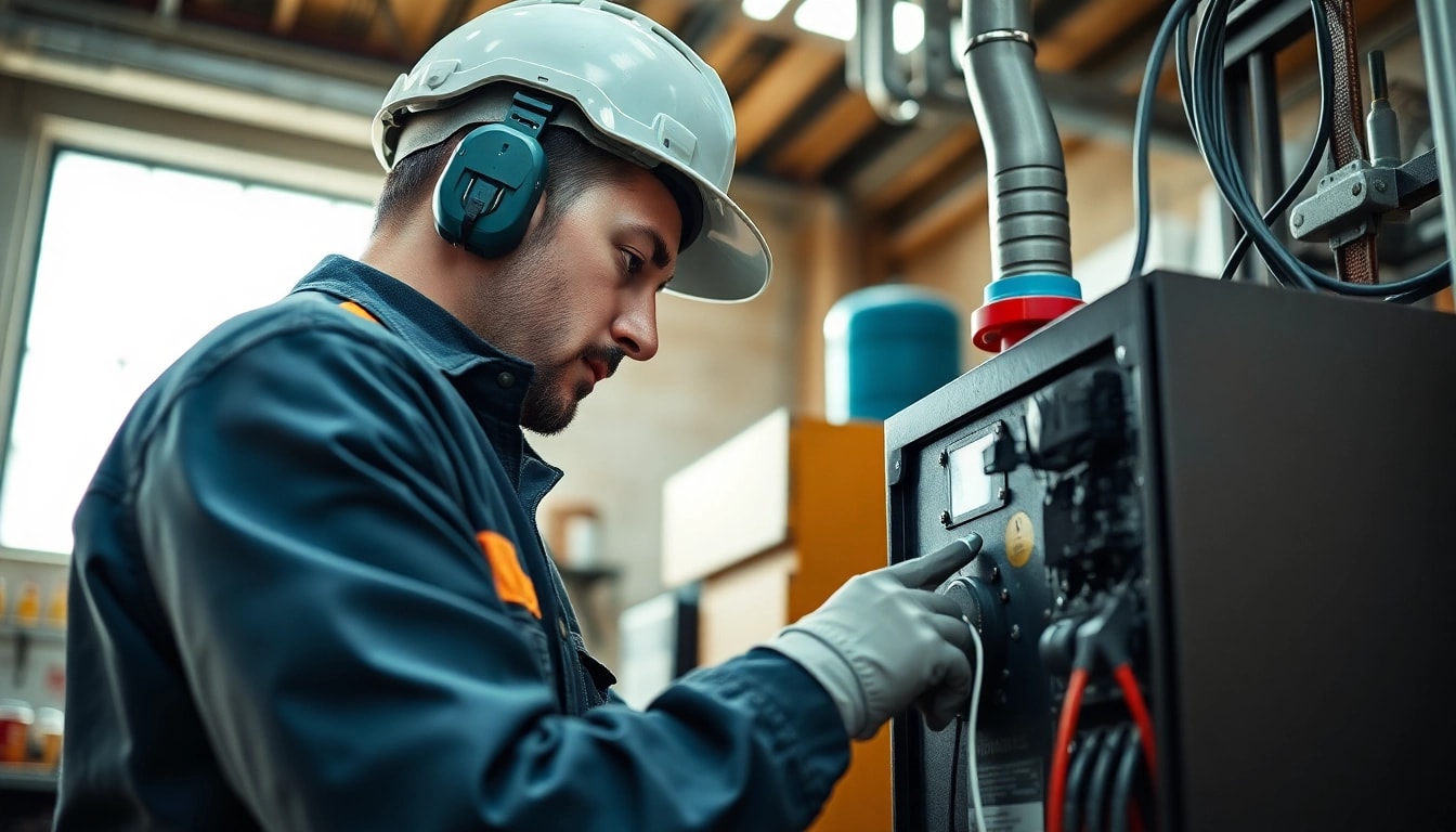 Visualisierung der DGUV V3 Prüfung durch Elektriker in sicherem Arbeitsumfeld.