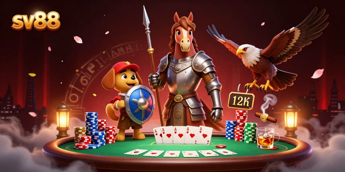 Engage with SV88 as medieval characters play poker in a vibrant casino setting.