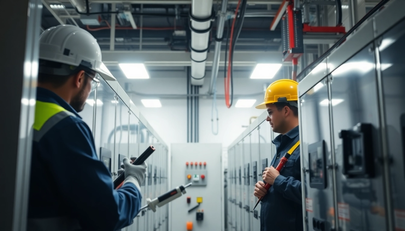 Technician conducting a DGUV V3 Prüfung on electrical devices, ensuring workplace safety and compliance.