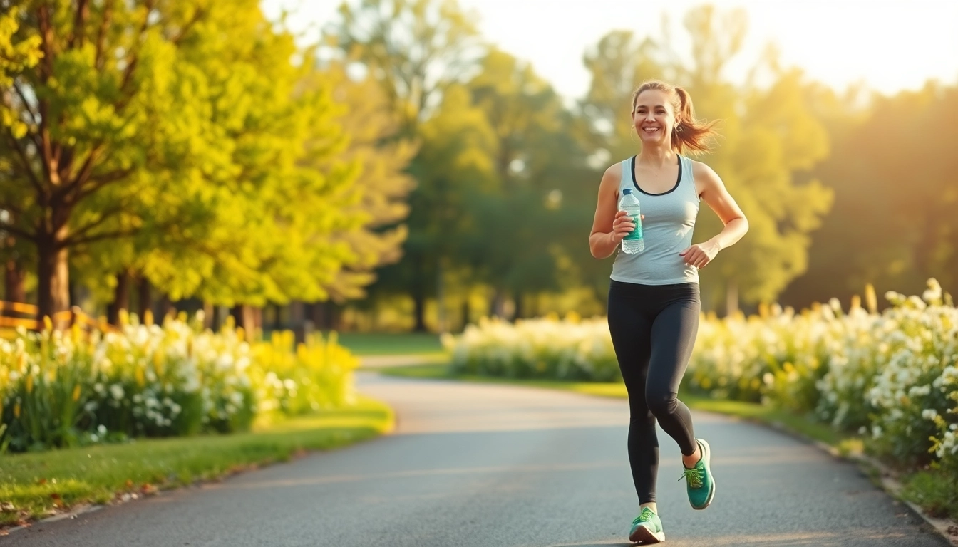 Person joggt im Park und fördert durch Bewegung den Gewichtsverlust.