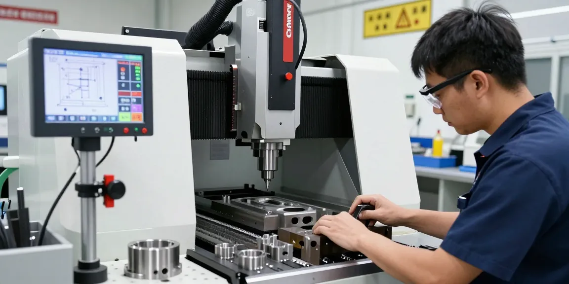 Messtechnik im Maschinenbau in moderner Fertigungswerkstatt mit CNC-Maschine und Präzisionsmessgeräten