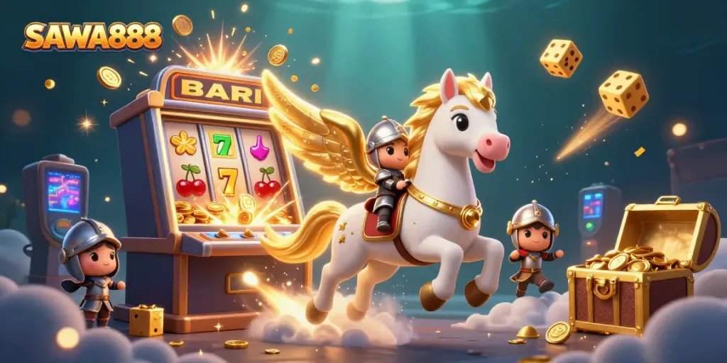 Experience the thrill of winning at SAWA888 with vibrant casino imagery.