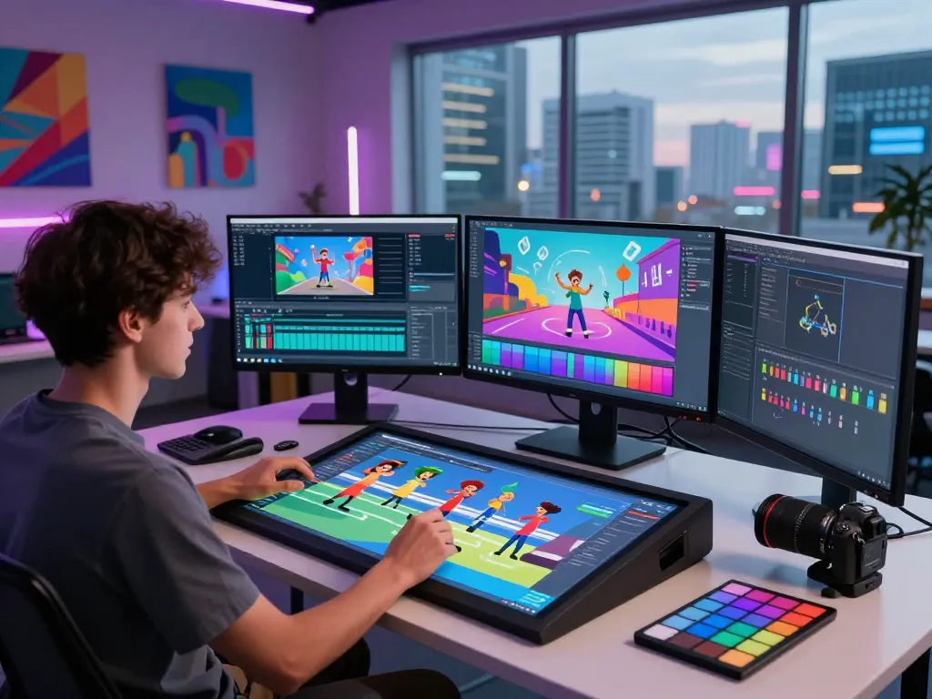 Professional using free motion control AI tools in a dynamic digital studio.