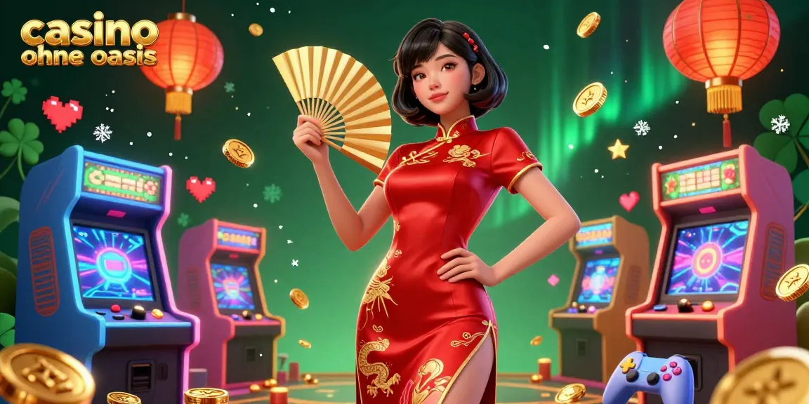 Experience the thrill at casino ohne oasis with vibrant games and floating gold coins.
