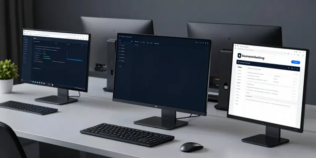 Geschäftskonto für GmbH eröffnen mit digitaler Finanzsoftware im modernen Entwickler-Workspace.