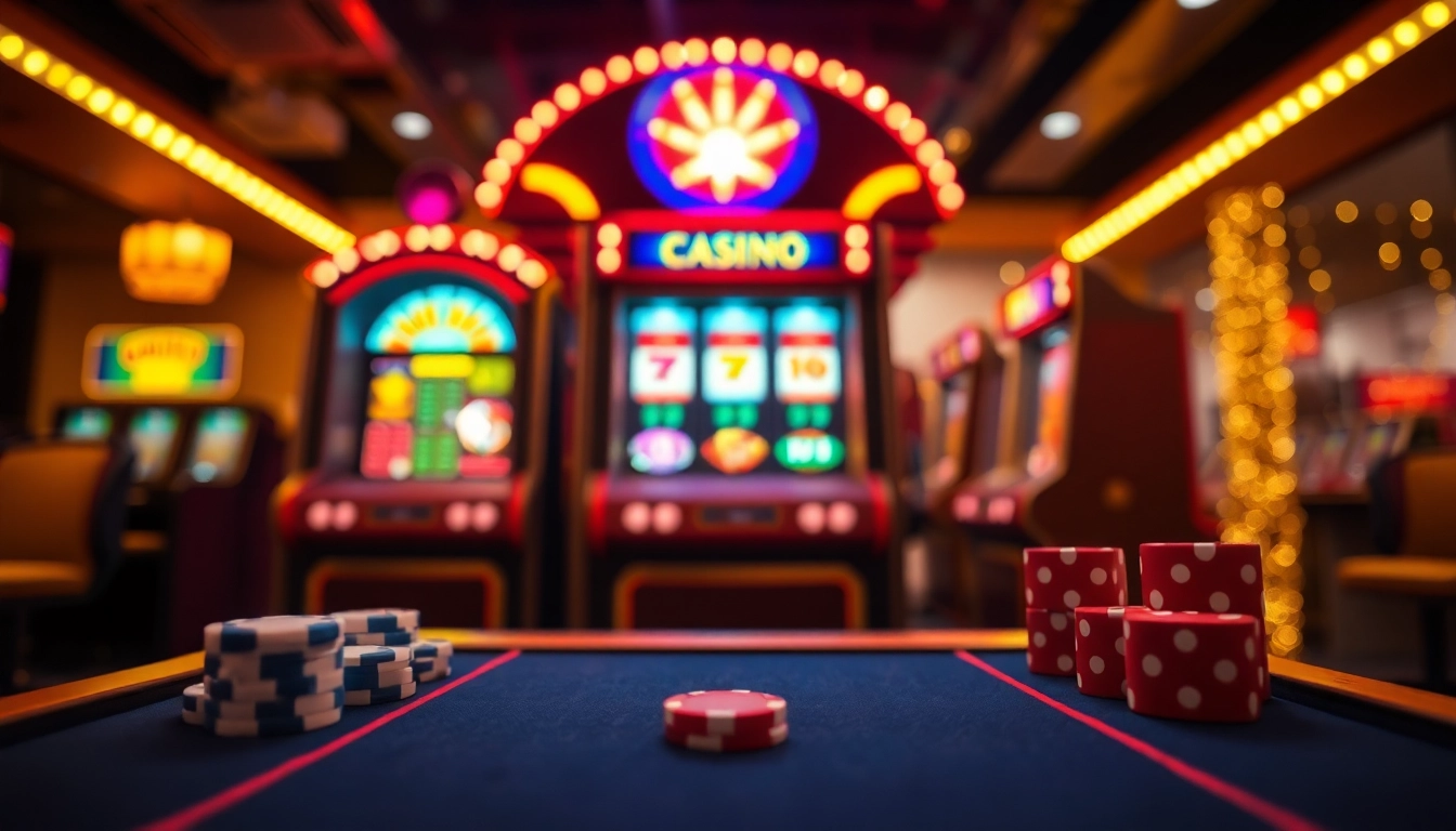 Spielen Sie im Casino Bonus mit aufregenden Spielautomaten in einem festlichen, goldenen Ambiente.