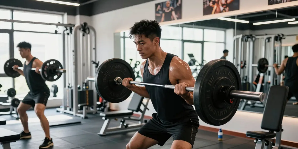 Anabolika Shop Deutschland - Athletischer Bodybuilder hebt Gewichte in einem modernen Fitnessstudio und zeigt Engagement und Technik.