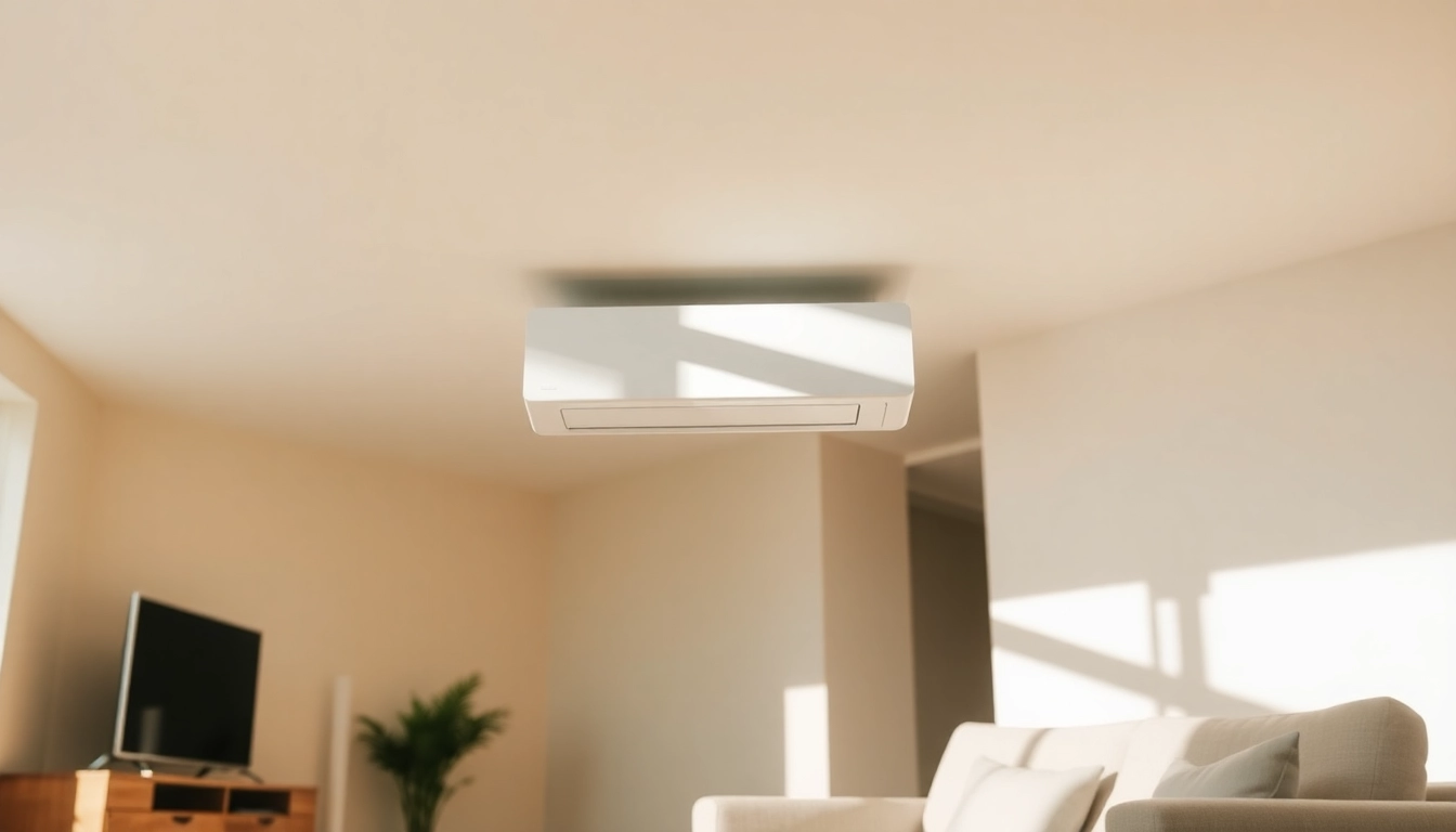 Klimaanlagen kaufen: Explore a sleek air conditioning unit in a bright living room setting, showcasing comfort and style.
