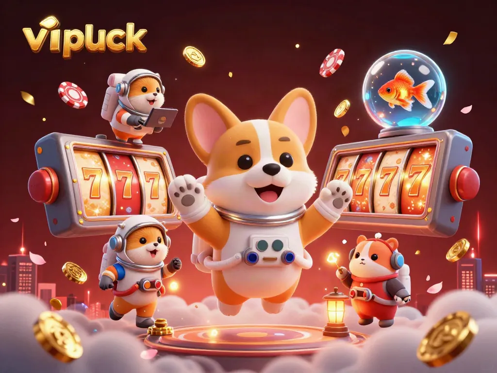 Engage in thrilling gameplay with vipluck, enjoying spinning slot reels and vibrant characters in a casino setting.