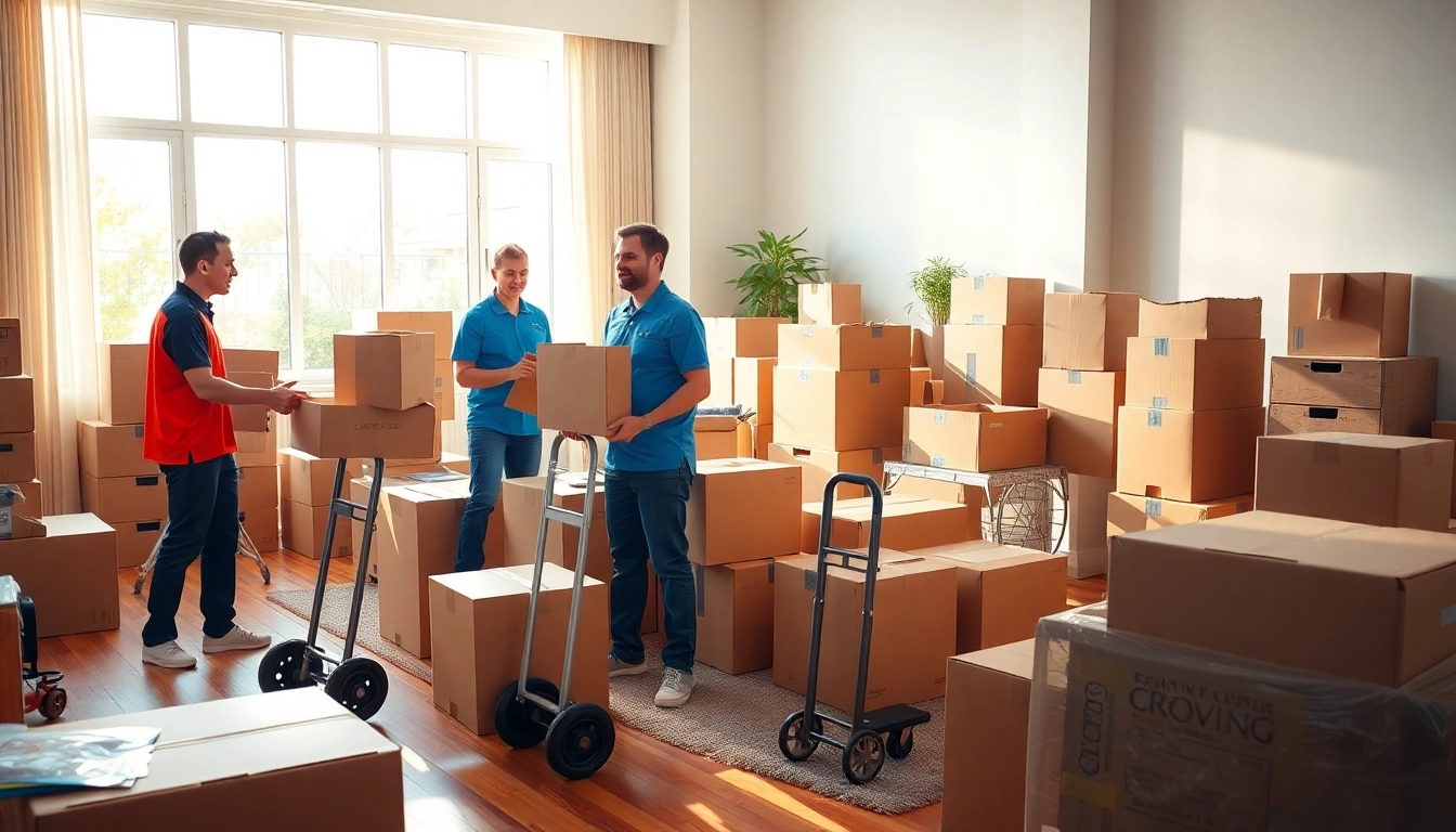 Umzugsunternehmen Ludwigshafen team efficiently packing and moving boxes in an apartment