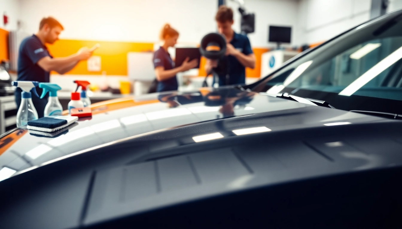 Fahrzeugaufbereitung durch professionelle Detailers mit modernen Werkzeugen und Produkten.