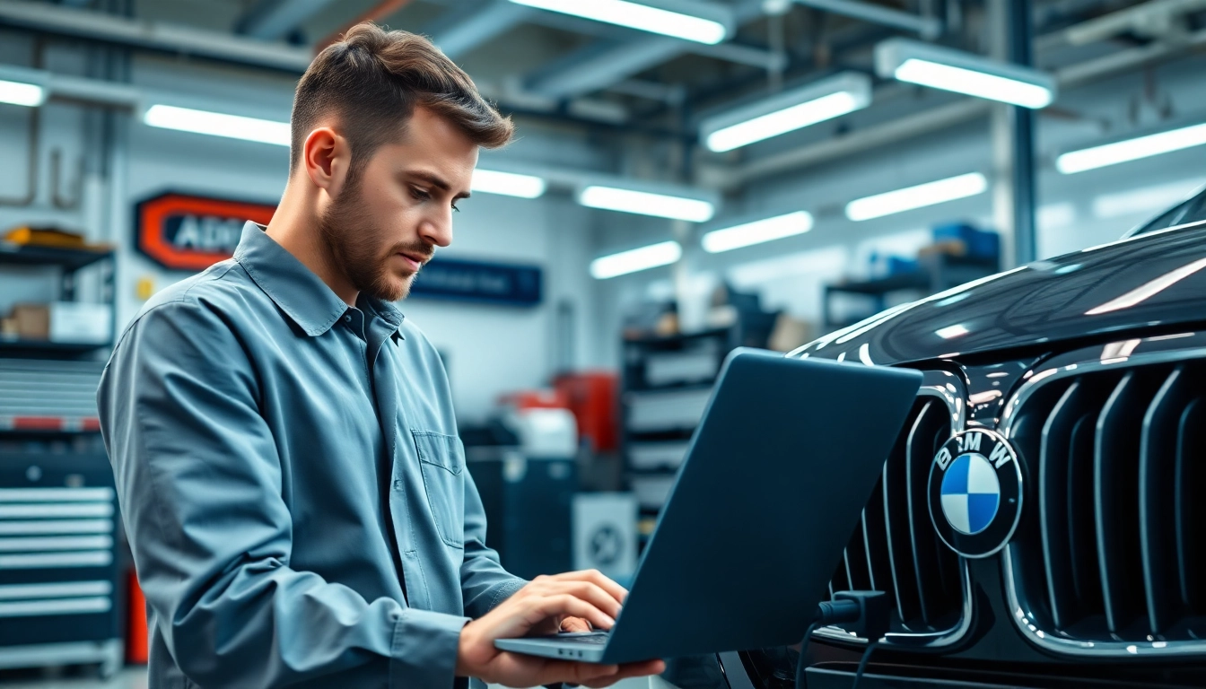 BMW Codierer arbeitet präzise an der Fahrzeugdiagnose für BMW in modernem Workshop.