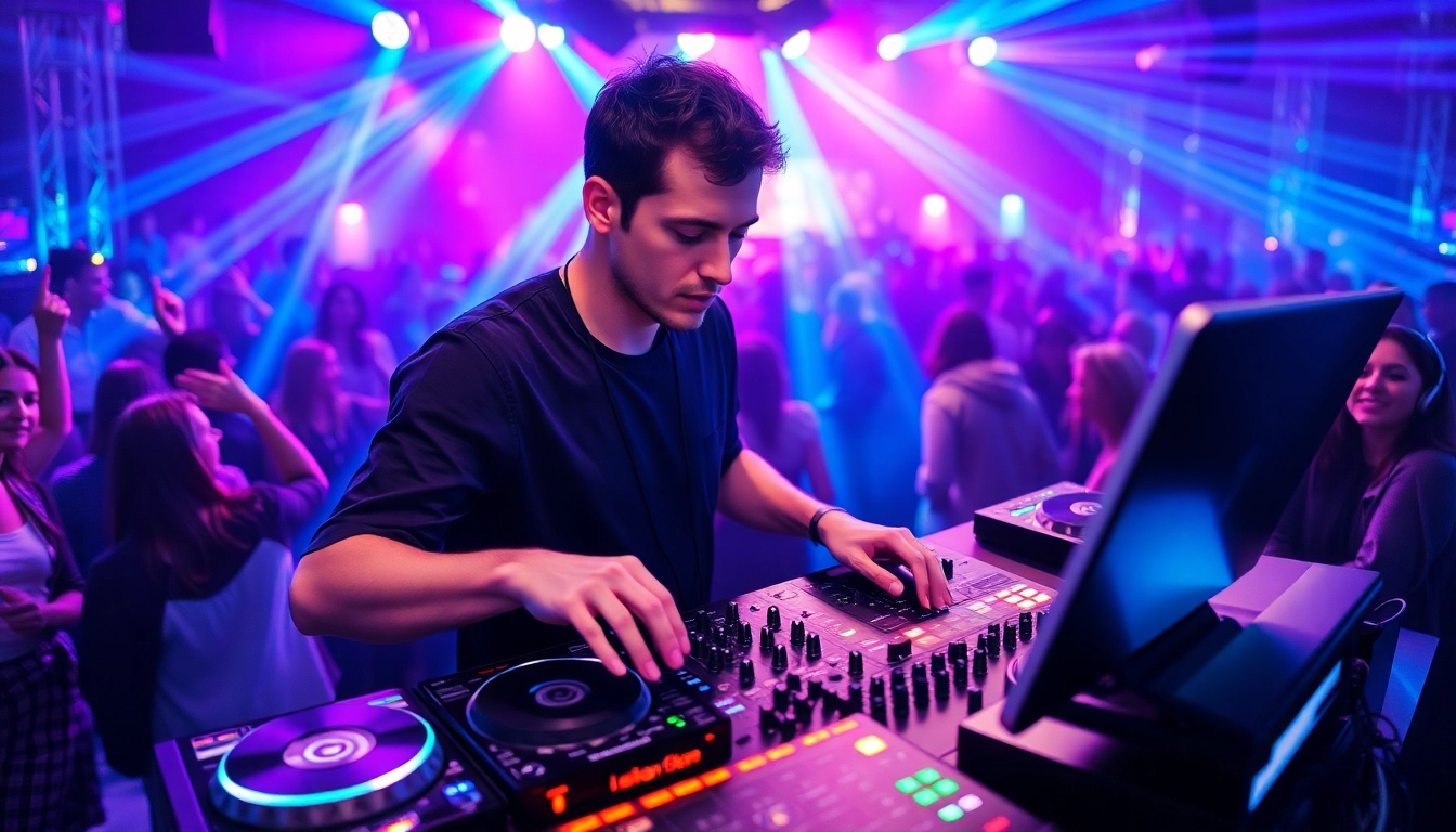 Erlebe DJ aus München bei einem aufregenden Live-Event mit bunten Lichtern.