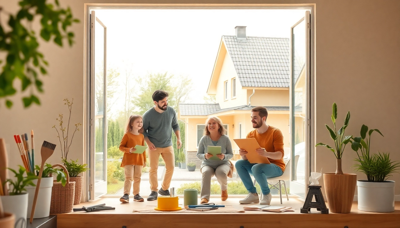 Familie arbeitet gemeinsam an der Hausrenovierung, um das Heim neu zu gestalten.