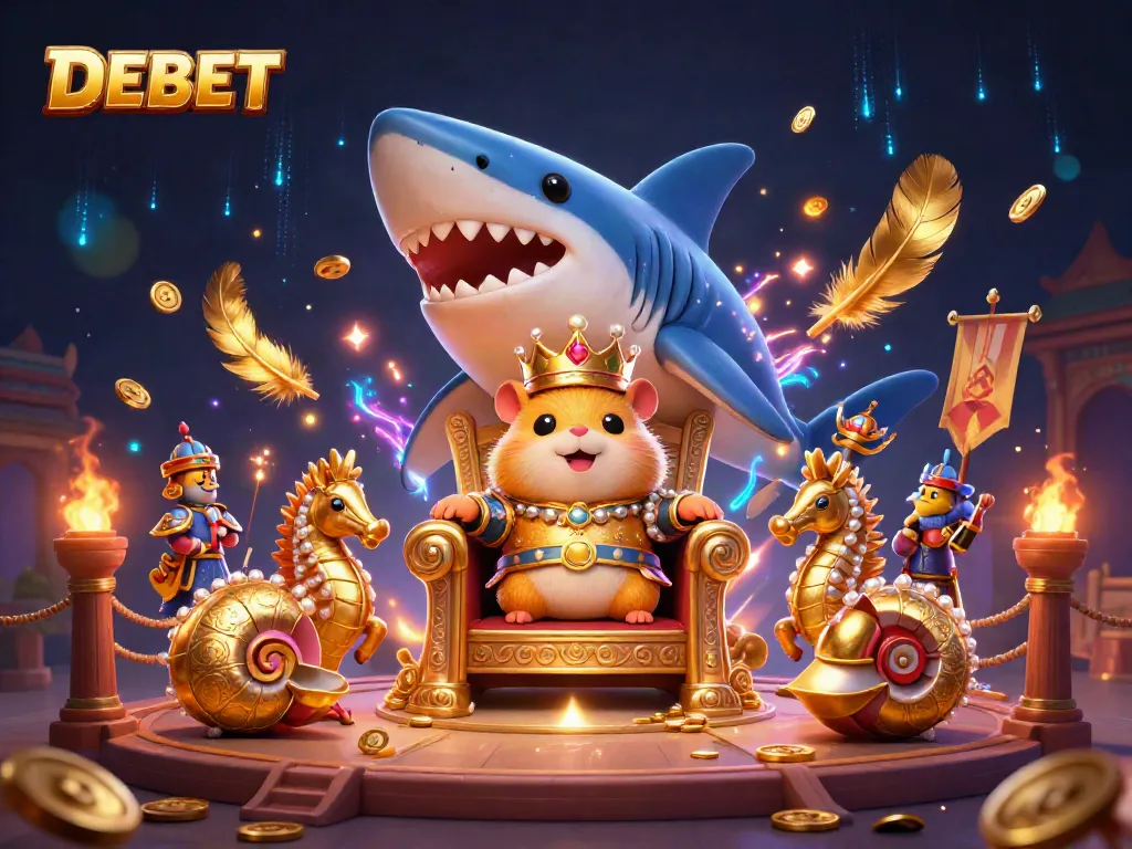 Engage in thrilling action with DEBET, as the golden hamster king rules the underwater gambling kingdom.