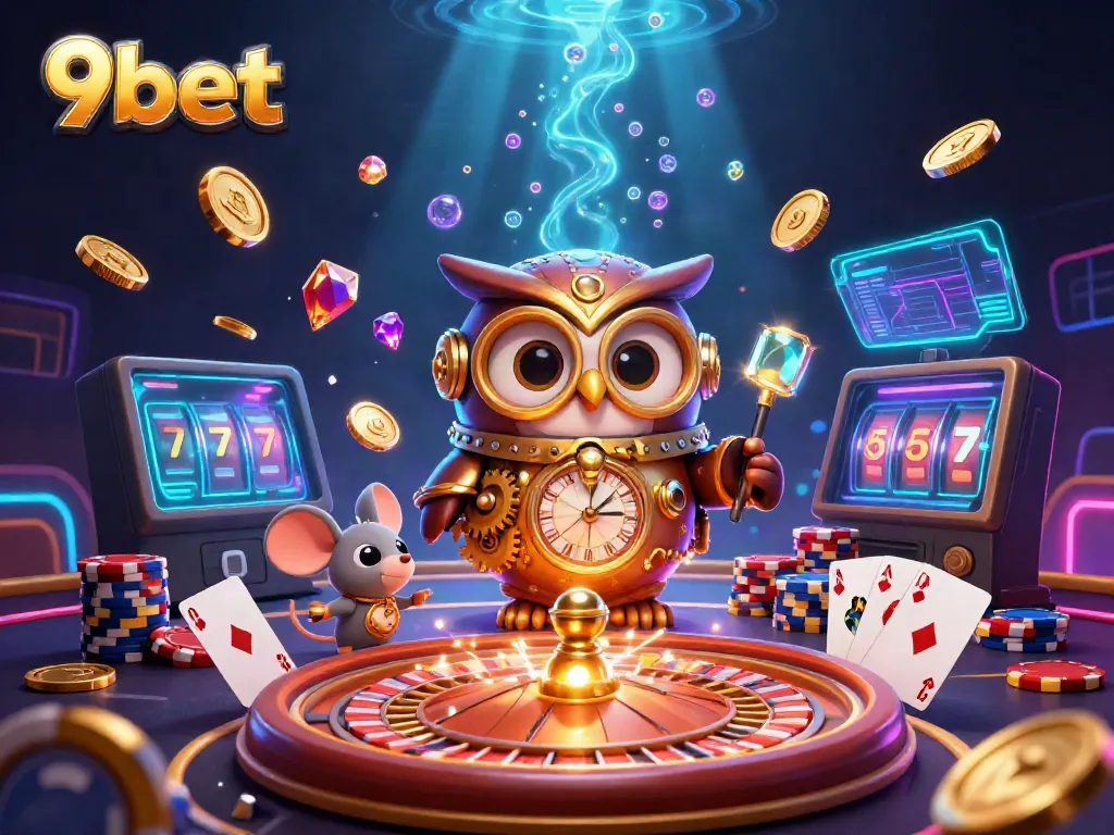 Experience the thrilling world of 9bet with an engaging steampunk-themed casino scene.
