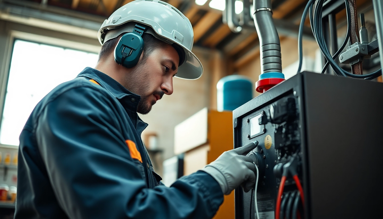 Visualisierung der DGUV V3 Prüfung durch Elektriker in sicherem Arbeitsumfeld.