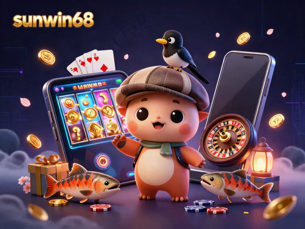 Experience the thrill of sunwin68 with vibrant characters and exciting casino elements.