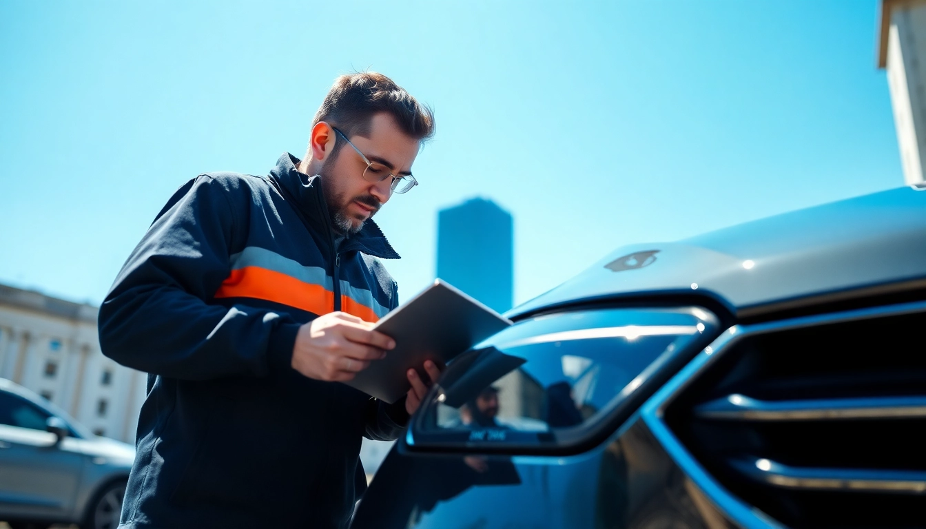 Expert Kfz Gutachter Berlin assessing vehicle damage in a professional setting.