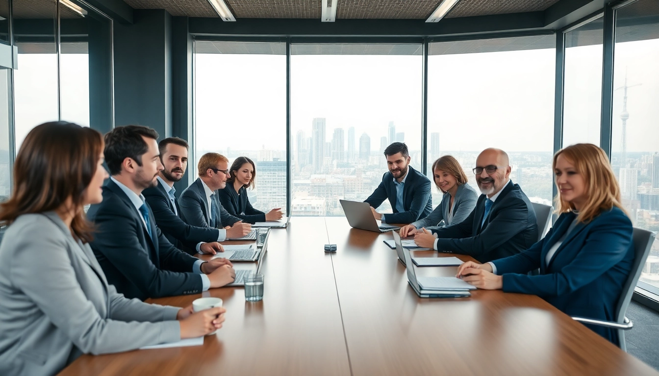 Professionelle Headhunter Saarbrücken beraten Führungskräfte in einem modernen Konferenzraum über Personalstrategien.