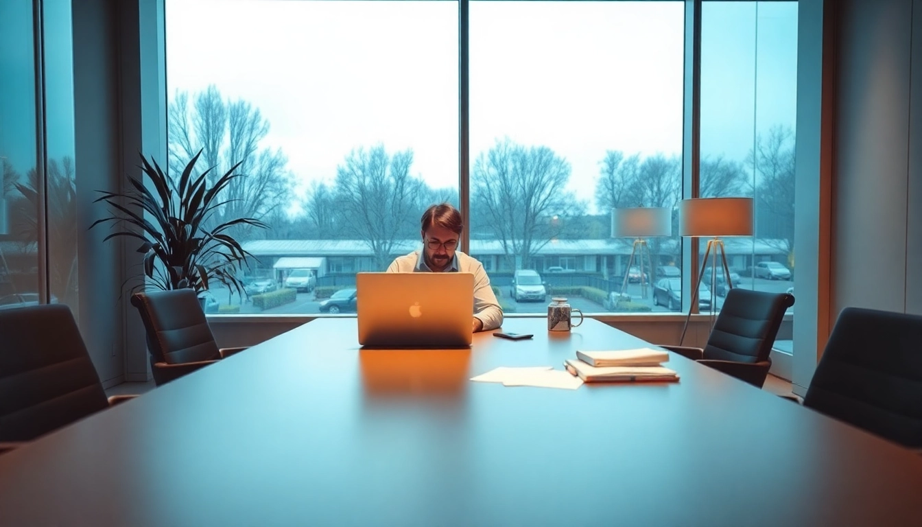 Professioneller Headhunter Monchengladbach konzentriert am Laptop in einem modernen Büro.