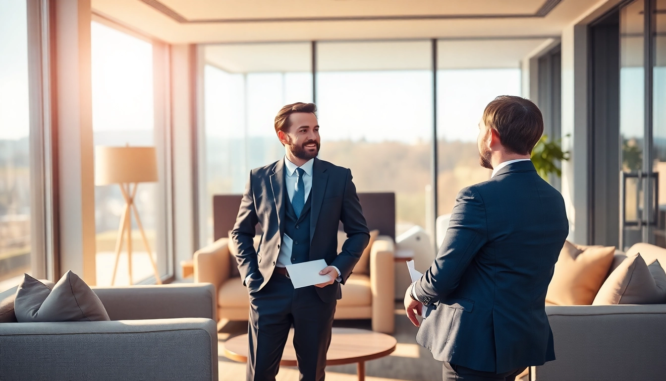Headhunter Schweiz: Ein Headhunter im Gespräch mit einem Bewerber in einem modernen Büroumfeld.