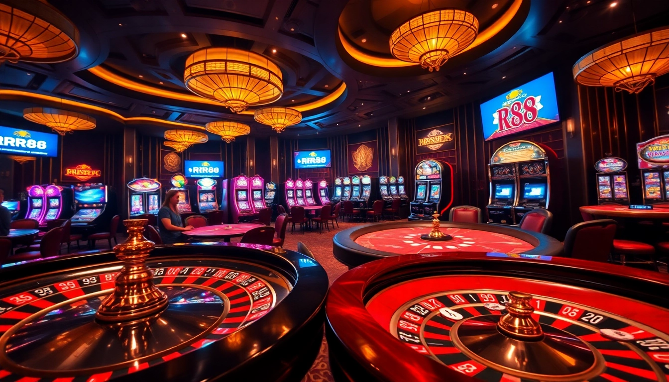 Players enjoying an exhilarating casino experience at RR88 with vibrant gaming elements.