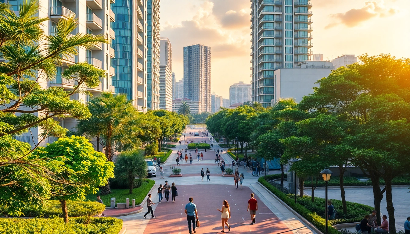 Tampines EC bustling cityscape with modern architecture and greenery.