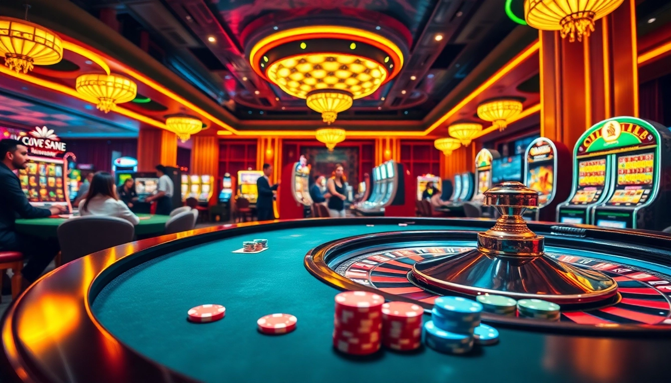 Experience thrilling action at U888's vibrant casino floor with poker chips and roulette excitement.