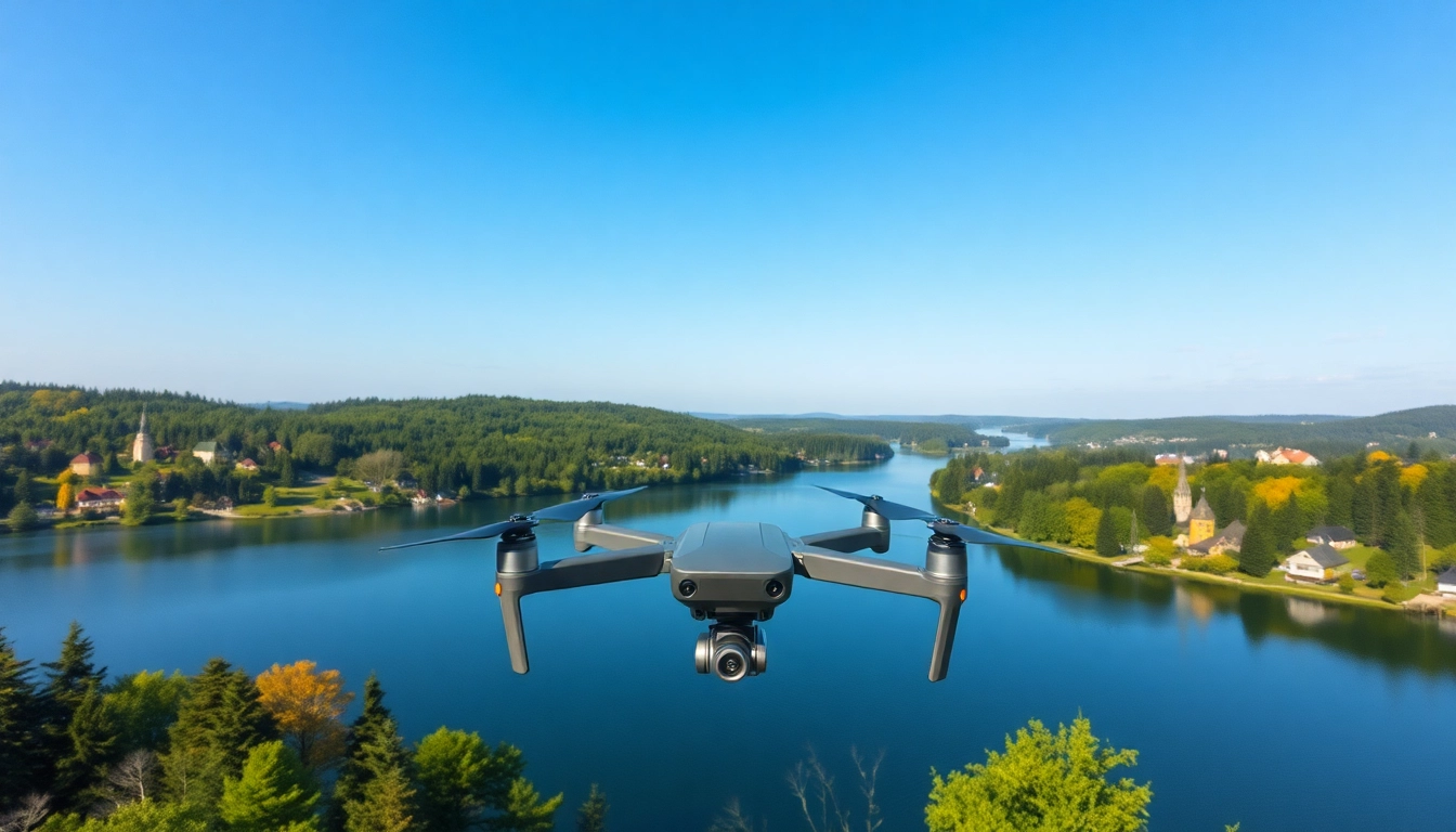 Drohnenfotos Brandenburg - Aerial view of peaceful landscapes featuring lakes and forests.