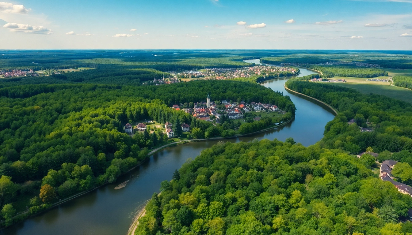 Drohnenfotos Brandenburg: Eine atemberaubende Vogelperspektive auf grüne Landschaften und malerische Dörfer.