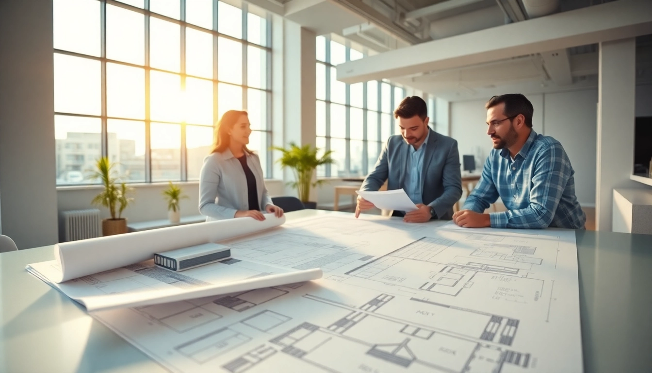 Flachdachsanierung Planung Deutschland mit Architekten, die an modernen Entwürfen arbeiten.