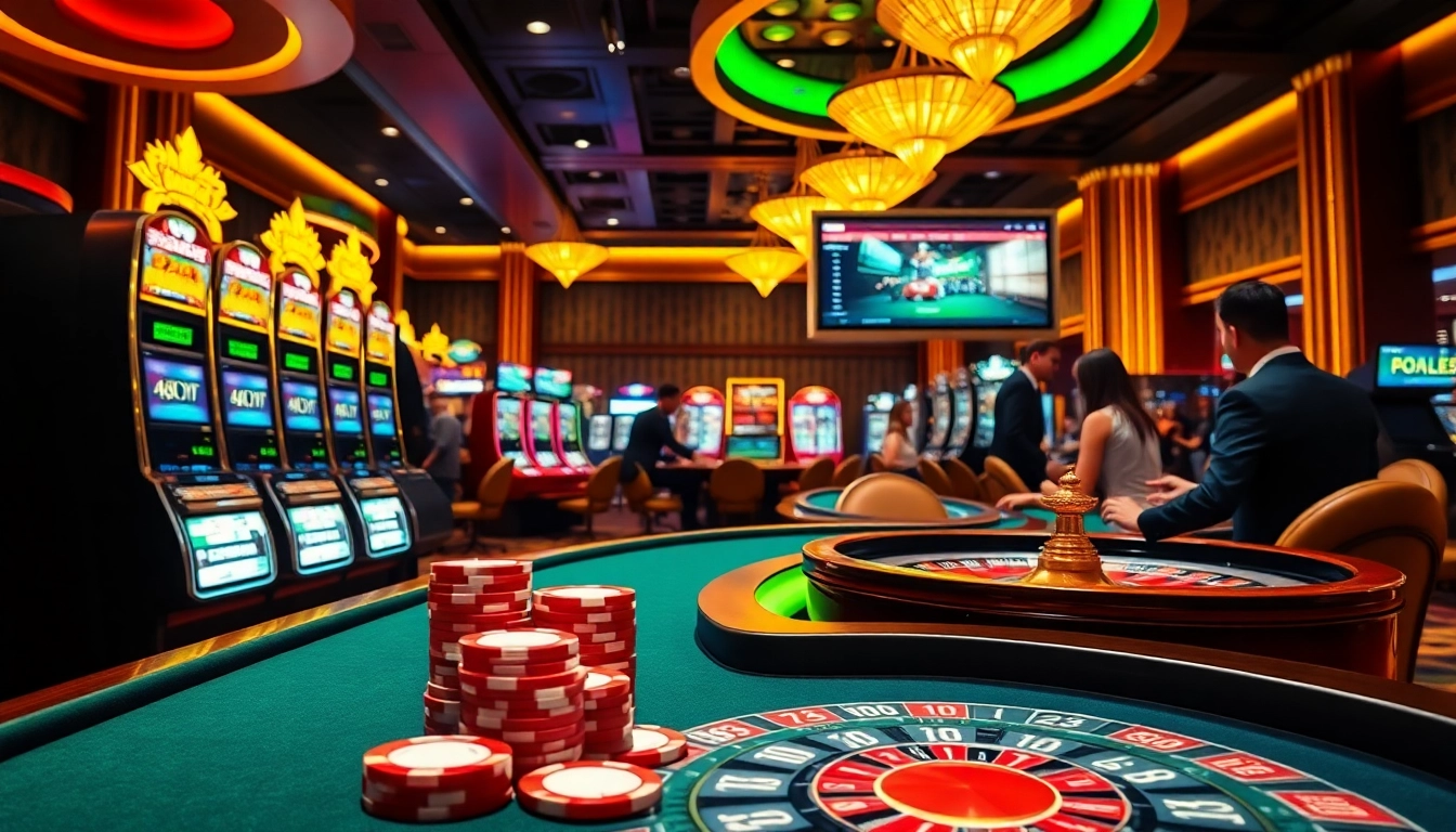 Experience the thrill of gambling at NOHU, featuring vibrant slot machines and engaged players.