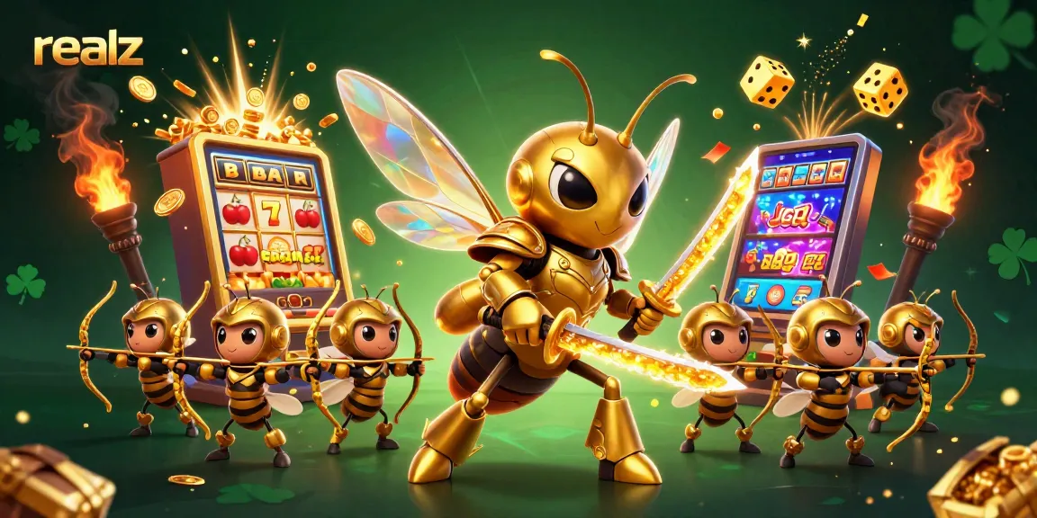Experience the excitement of realz in this vibrant 3D casino scene filled with jackpots and winning symbols.