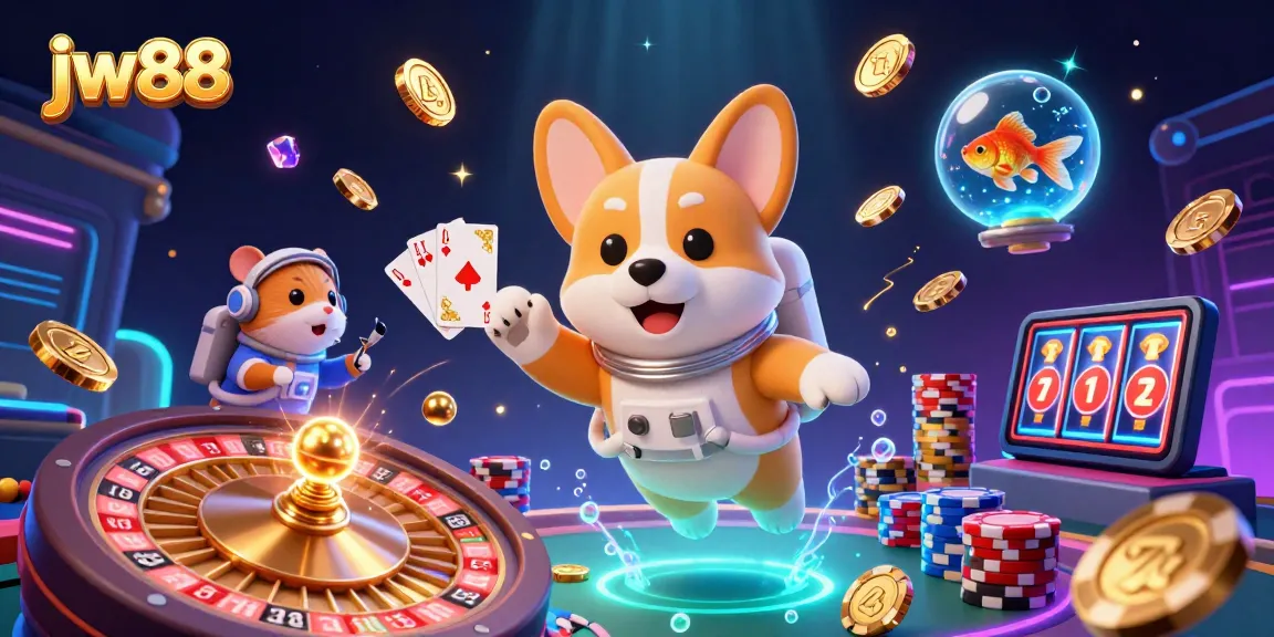 Experience thrilling gameplay at jw88 with a dynamic casino atmosphere featuring 3D characters and exciting game elements.