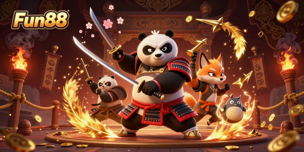 Exciting 3D illustration showcasing Fun88 with characters in a dynamic gambling arena.