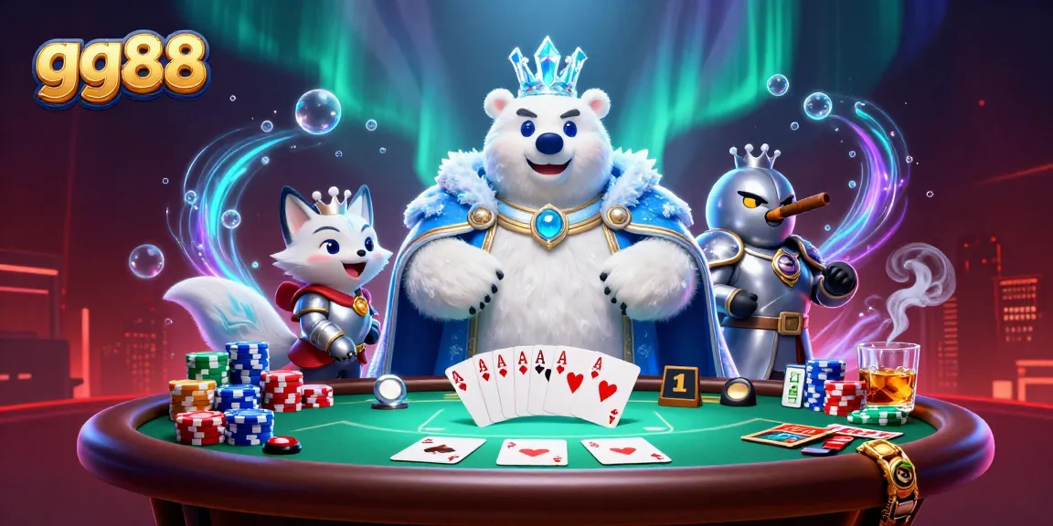 Experience the excitement at gg88 with a lively casino scene featuring poker elements and enchanting characters.