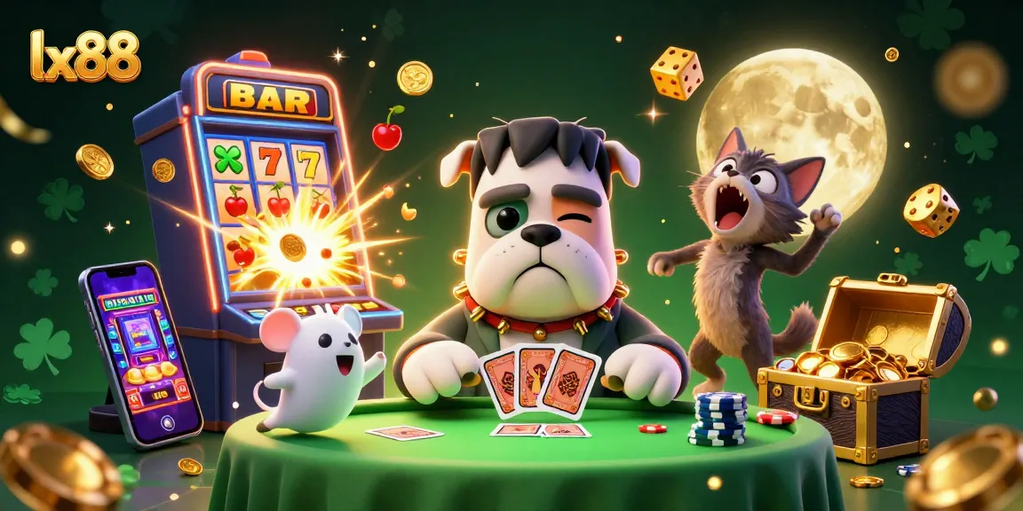 Experience thrilling card play at lx88 with our unique characters and vibrant casino elements.