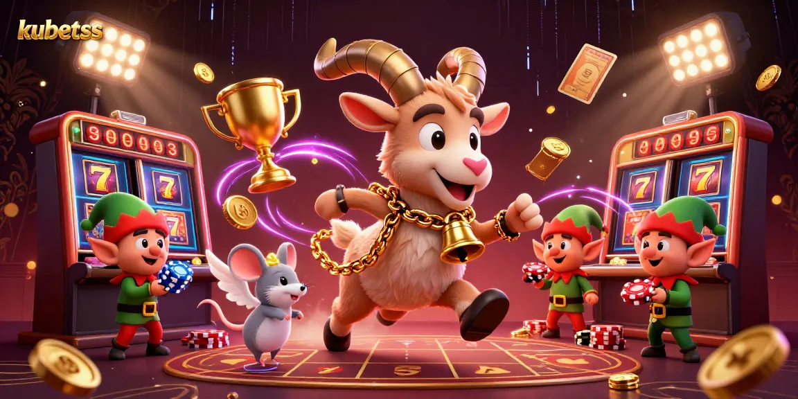 Engage in thrilling gameplay at kubetss' vibrant casino, where Krampus, a mouse, and gremlins create delightful chaos.